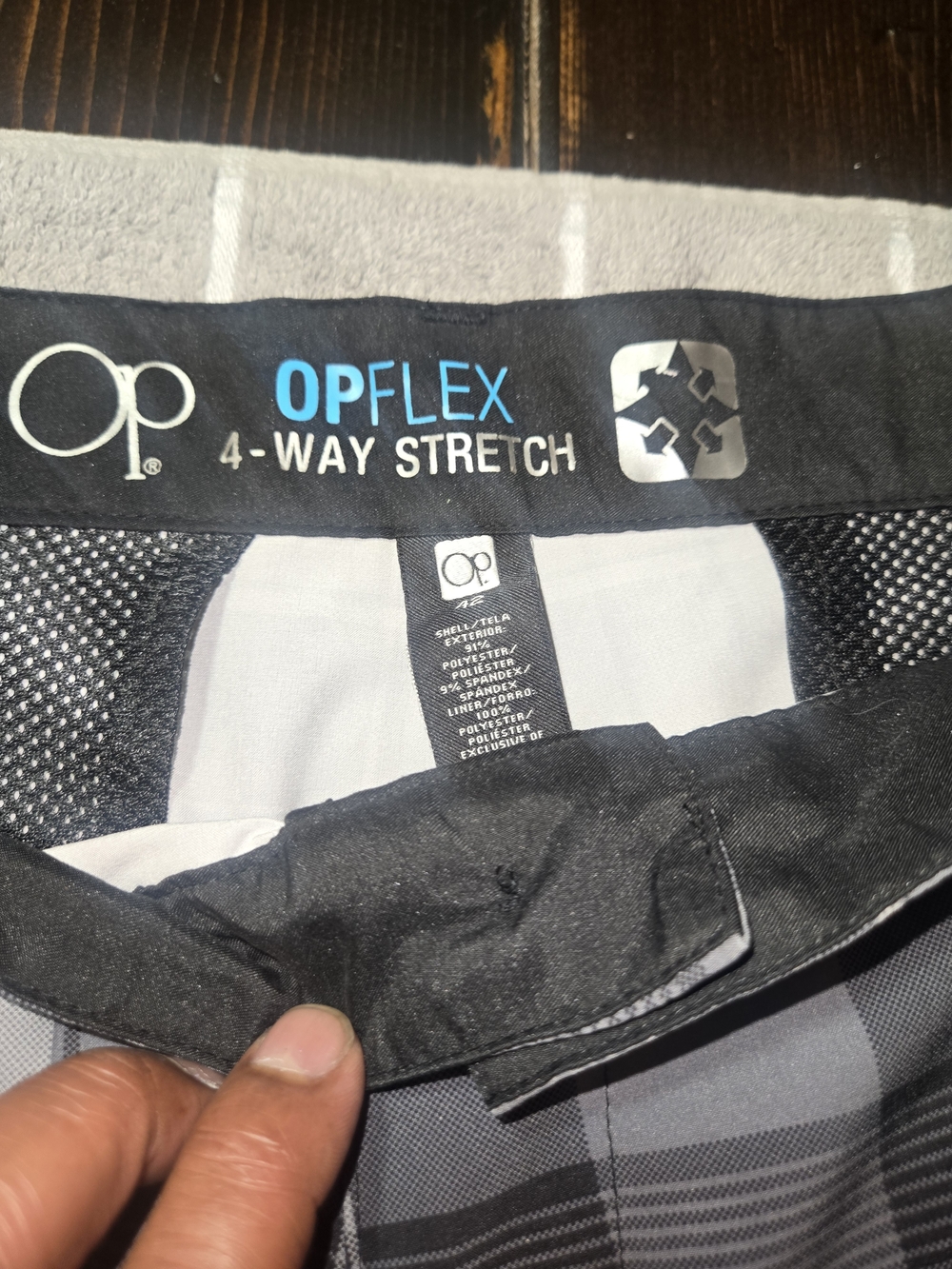 OP OPFLEX Black and Gray 4-Way Stretch Shorts